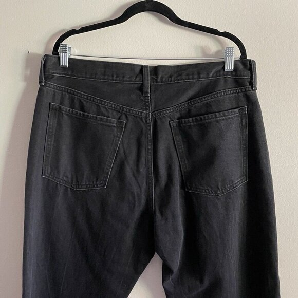 Old Navy Wmn 14 Black Distressed Button Fly High-Rise Slouchy Straight Jean NWT - Picture 9 of 11